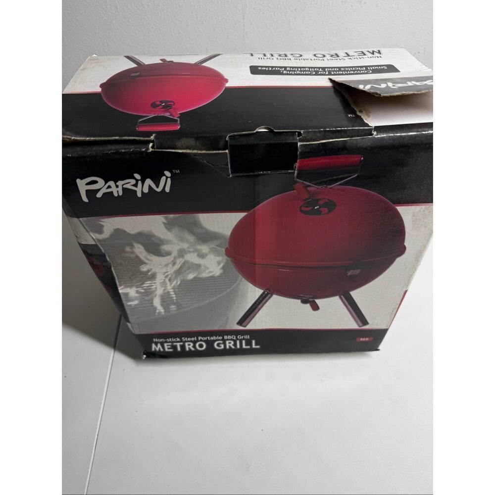 Parini Metro Charcoal Grill Balcony Porch Red Non-Stick Steel Portable BBQ Grill - Picture 12 of 12